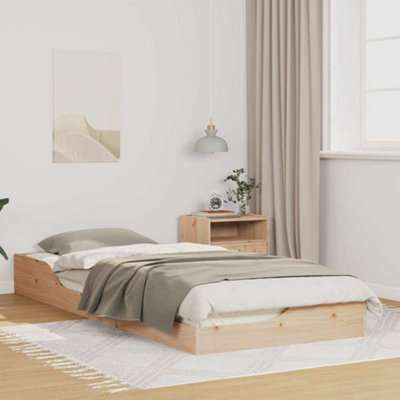 Berkfield Floor Bed Frame Brown 90 x 220 cm Solid pine wood