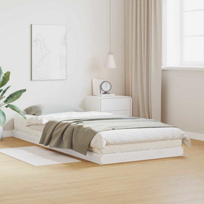 Berkfield Floor Bed Frame White 100x210 cm Solid Wood Pine