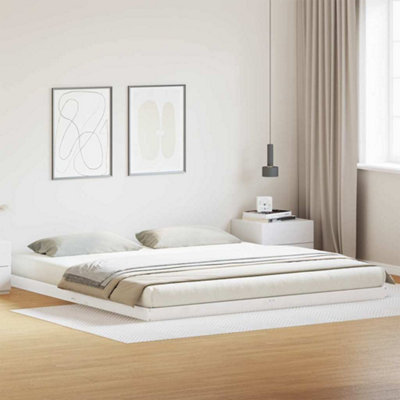 Berkfield Floor Bed Frame White 200x220 cm Solid Wood Pine