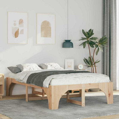 Berkfield Floor Bed Frame with Storage Brown Pine wood