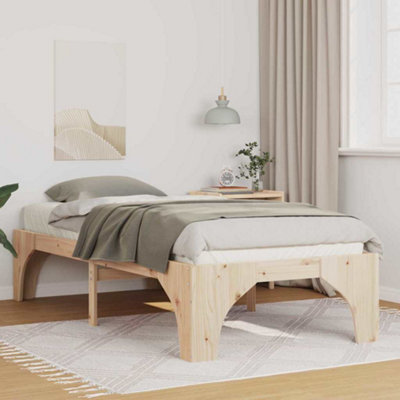 Berkfield Floor Bed Frame with Storage Brown Solid pine wood