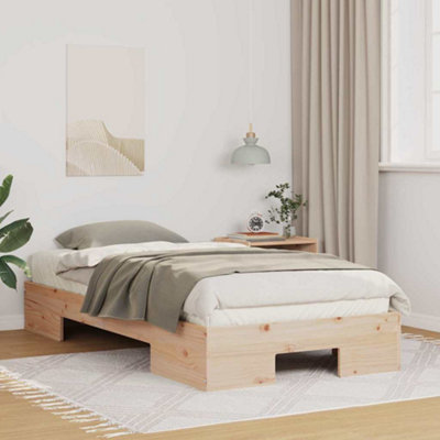 Berkfield Floor Bed Frame with Storage Brown Solid pine wood