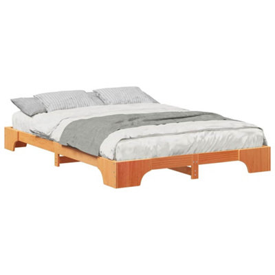 Berkfield Floor Bed Frame with Storage Brown Wood