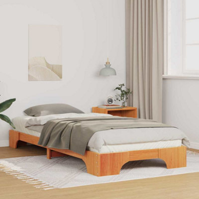 Berkfield Floor Bed Frame with Storage Brown Wood