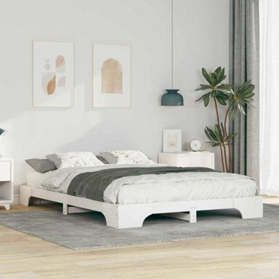 Berkfield Floor Bed Frame with Storage White Wood