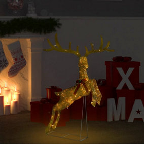 Berkfield Flying Reindeer Christmas Decoration 120 LEDs Gold Warm White