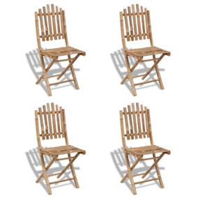 Berkfield Foldable Outdoor Chairs Bamboo 4 pcs