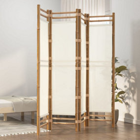 Berkfield Folding 4-Panel Room Divider 160 cm Bamboo and Canvas