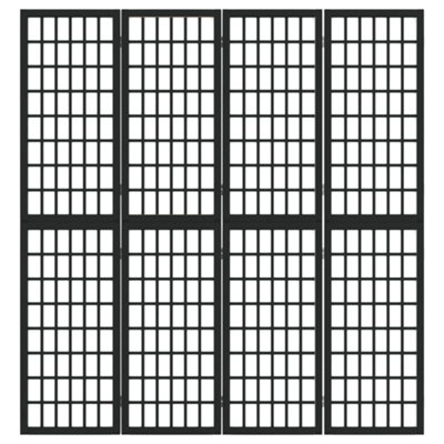 Berkfield Folding 4-Panel Room Divider Japanese Style 160x170 cm Black