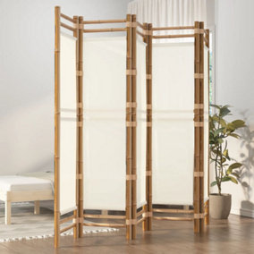 Berkfield Folding 5-Panel Room Divider 200 cm Bamboo and Canvas
