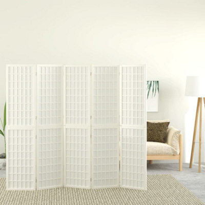 Berkfield Folding 5-Panel Room Divider Japanese Style 200x170 cm White ...