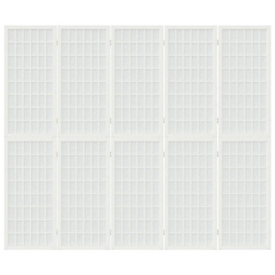 Berkfield Folding 5-Panel Room Divider Japanese Style 200x170 cm White