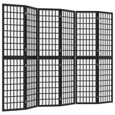 Berkfield Folding 6-Panel Room Divider Japanese Style 240x170 cm Black