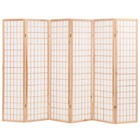 Berkfield Folding 6-Panel Room Divider Japanese Style 240x170 cm Natural