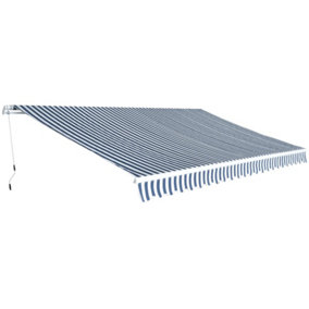 Berkfield Folding Awning Manual-Operated 500 cm Blue and White