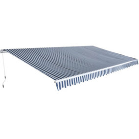 Berkfield Folding Awning Manual-Operated 600 cm Blue and White