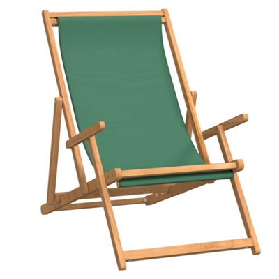 Berkfield Folding Beach Chair Solid Wood Teak Green