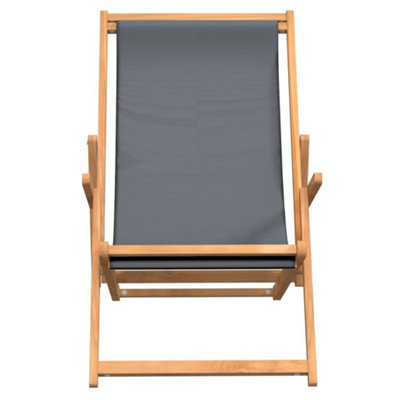 Berkfield Folding Beach Chair Solid Wood Teak Grey DIY at B Q