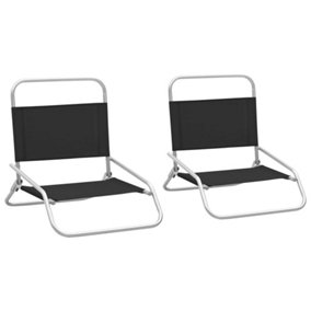 Berkfield Folding Beach Chairs 2 pcs Black Fabric