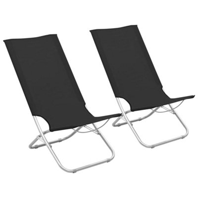 Berkfield Folding Beach Chairs 2 pcs Black Fabric