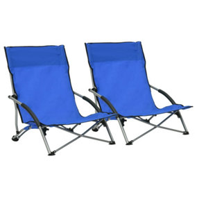 Berkfield Folding Beach Chairs 2 pcs Blue Fabric