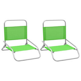Berkfield Folding Beach Chairs 2 pcs Green Fabric