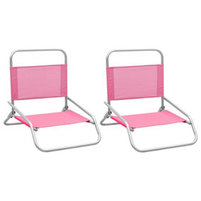 Berkfield Folding Beach Chairs 2 pcs Pink Fabric