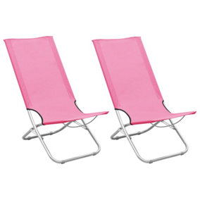 Berkfield Folding Beach Chairs 2 pcs Pink Fabric