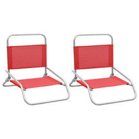 Berkfield Folding Beach Chairs 2 pcs Red Fabric