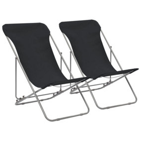Berkfield Folding Beach Chairs 2 pcs Steel and Oxford Fabric Black