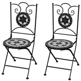 Berkfield Folding Bistro Chairs 2 pcs Ceramic Black and White