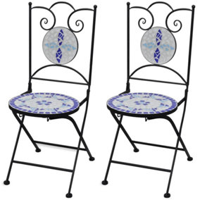 Berkfield Folding Bistro Chairs 2 pcs Ceramic Blue and White