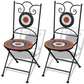 Berkfield Folding Bistro Chairs 2 pcs Ceramic Terracotta and White