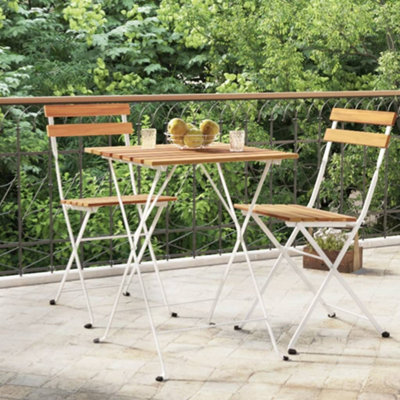 Berkfield Folding Bistro Table 55x54x71 cm Solid Wood Acacia and Steel ...