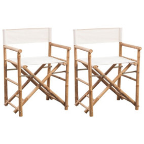 Berkfield Folding Director's Chair 2 pcs Bamboo and Canvas