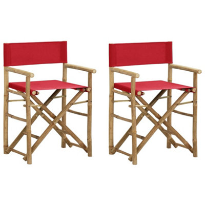 Berkfield Folding Director's Chairs 2 pcs Red Bamboo and Fabric