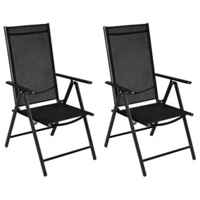 Berkfield Folding Garden Chairs 2 pcs Aluminium and Textilene Black