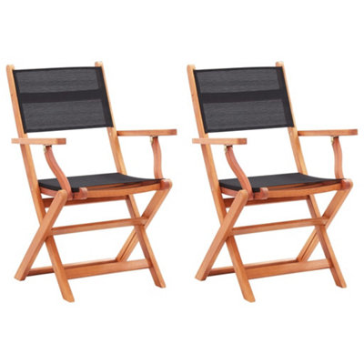 Berkfield Folding Garden Chairs 2 pcs Black Solid Eucalyptus Wood and