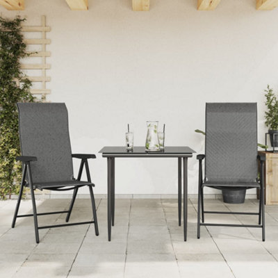 Berkfield Folding Garden Chairs 2 pcs Grey Poly Rattan