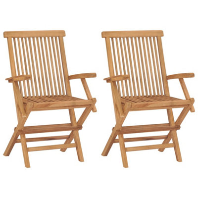 Berkfield Folding Garden Chairs 2 pcs Solid Teak Wood DIY at B&Q