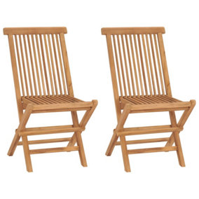 Berkfield Folding Garden Chairs 2 pcs Solid Teak Wood