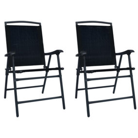 Berkfield Folding Garden Chairs 2 pcs Texilene Black