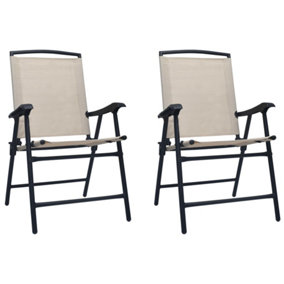 Berkfield Folding Garden Chairs 2 pcs Texilene Cream