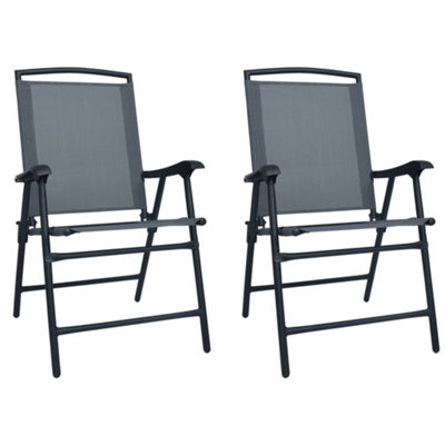 Berkfield Folding Garden Chairs 2 pcs Texilene Grey DIY at B&Q