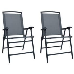 Berkfield Folding Garden Chairs 2 pcs Texilene Grey