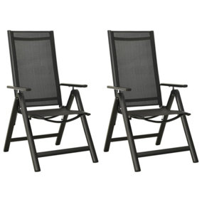 Berkfield Folding Garden Chairs 2 pcs Textilene and Aluminium Black
