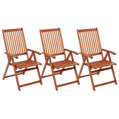 Berkfield Folding Garden Chairs 3 pcs Solid Acacia Wood | DIY at B&Q