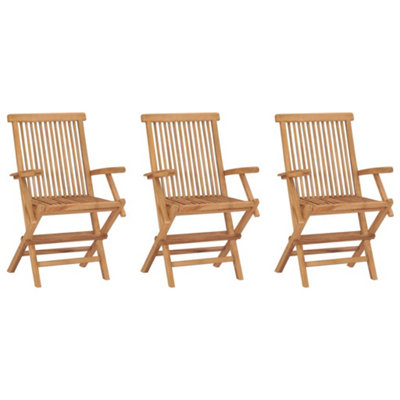 Berkfield Folding Garden Chairs 3 pcs Solid Teak Wood