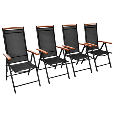 Berkfield Folding Garden Chairs 4 pcs Aluminium and Textilene Black