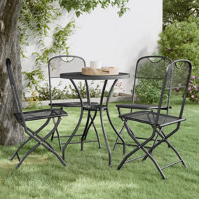 Berkfield Folding Garden Chairs 4 pcs Expanded Metal Mesh Anthracite